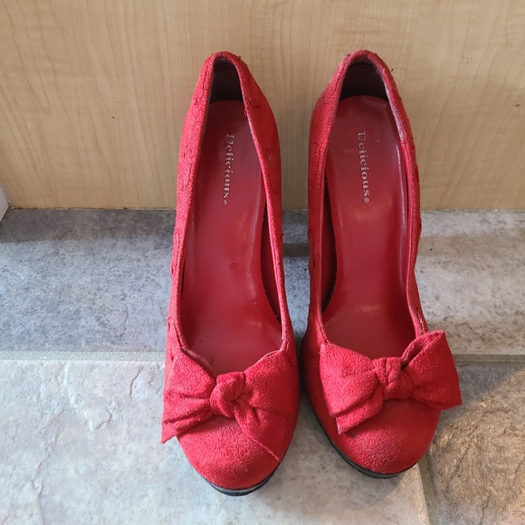 Delicious Y2K red pumps with bow 7.5 - Picture 5 of 5